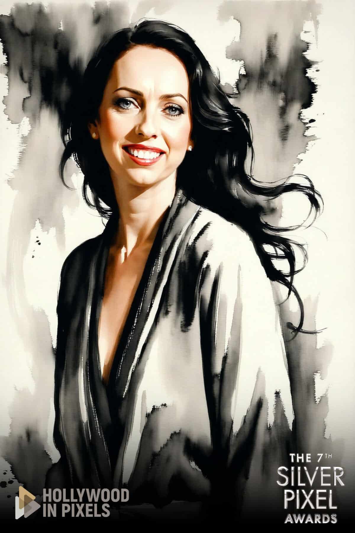 AI portrait of a woman rendered in a flowing ink-and-wash style