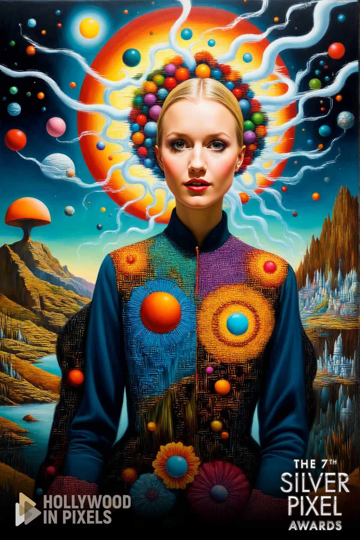 AI transformed guest portrait in an event-branded design
