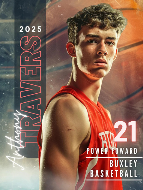 Basketball trading-card design with a guest name and number